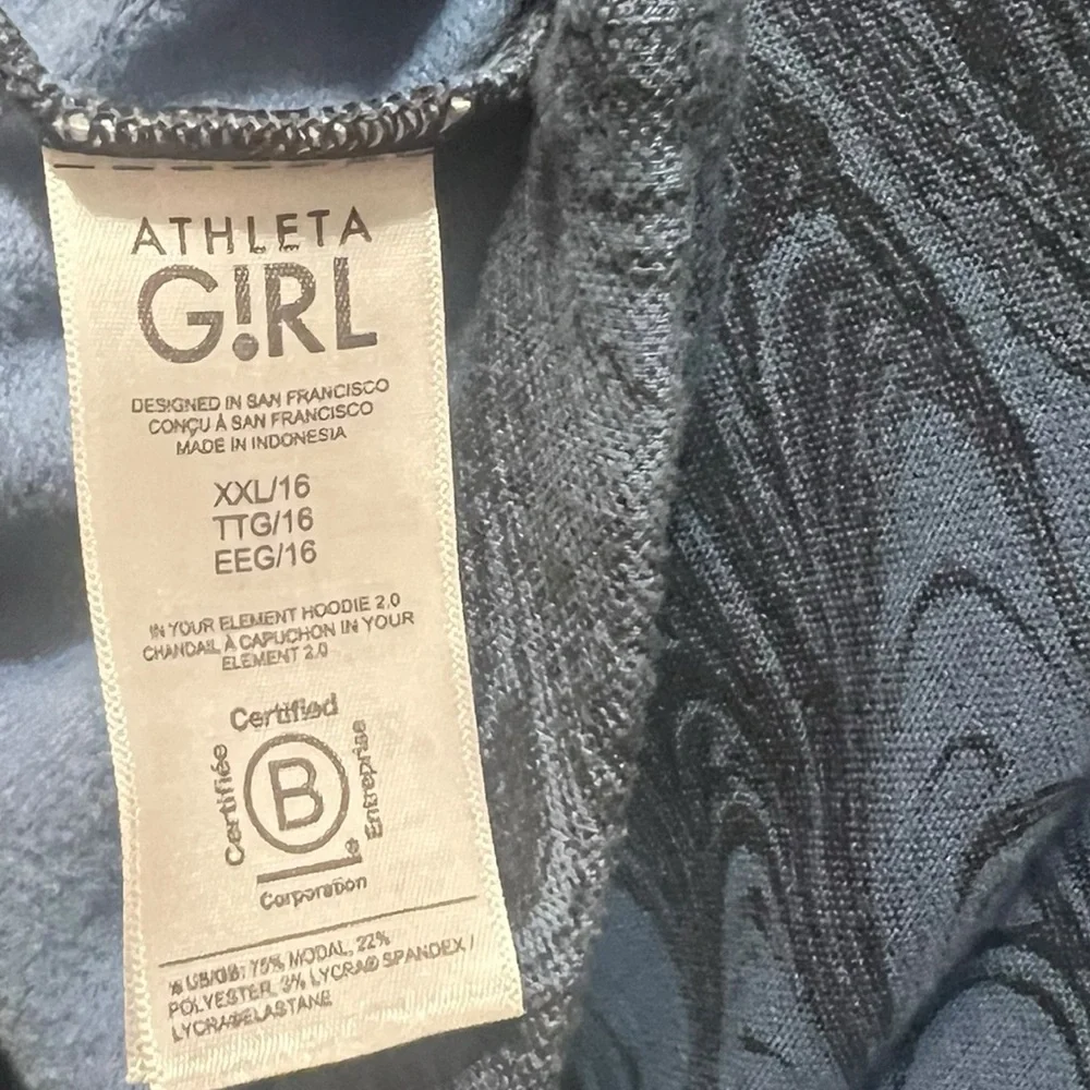 Athleta Girl In Your Element Hoodie 2.0 Sumi Marble‎ Blue Soft Modal Size XXL